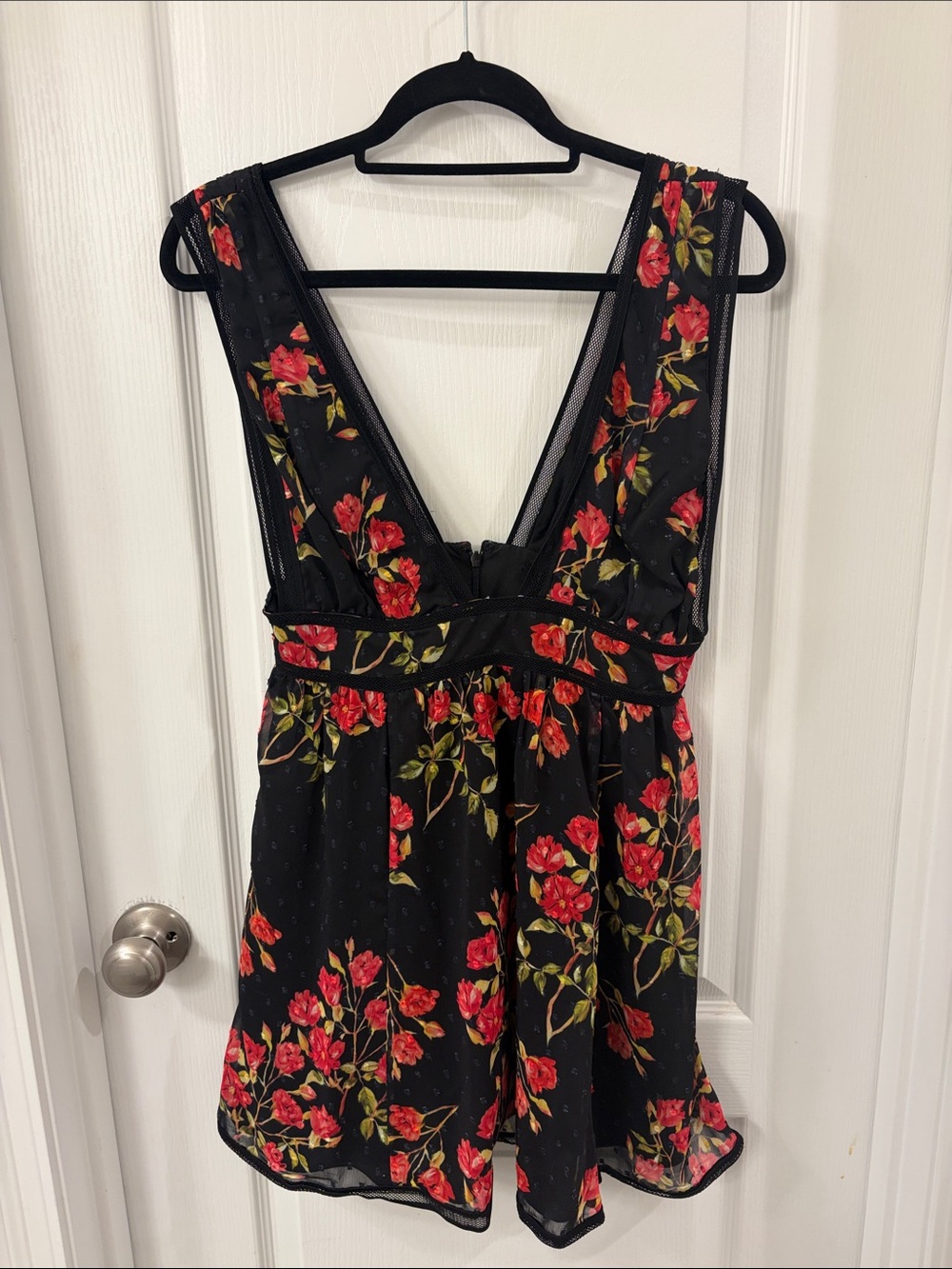 Black Floral V-Neck Women’s Dress